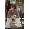 image:imageCOOFANDY Men Casual Knit Sweater Quarter Button Henley Long Sleeve Slim Fit Twisted Pullover SweaterBrown and White