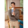 image:imageCOOFANDY Men Casual Knit Sweater Quarter Button Henley Long Sleeve Slim Fit Twisted Pullover SweaterBrown and White