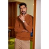 image:imageCOOFANDY Men Casual Knit Sweater Quarter Button Henley Long Sleeve Slim Fit Twisted Pullover SweaterCaramel