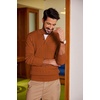 image:imageCOOFANDY Men Casual Knit Sweater Quarter Button Henley Long Sleeve Slim Fit Twisted Pullover SweaterCaramel