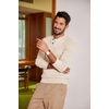 image:imageCOOFANDY Men Casual Knit Sweater Quarter Button Henley Long Sleeve Slim Fit Twisted Pullover SweaterCream Color