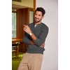 image:imageCOOFANDY Men Casual Knit Sweater Quarter Button Henley Long Sleeve Slim Fit Twisted Pullover SweaterDark Gray