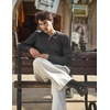 image:imageCOOFANDY Men Casual Knit Sweater Quarter Button Henley Long Sleeve Slim Fit Twisted Pullover SweaterDark Gray