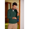image:imageCOOFANDY Men Casual Knit Sweater Quarter Button Henley Long Sleeve Slim Fit Twisted Pullover SweaterLake Green