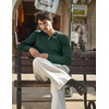 image:imageCOOFANDY Men Casual Knit Sweater Quarter Button Henley Long Sleeve Slim Fit Twisted Pullover SweaterLake Green