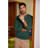 image:imageCOOFANDY Men Casual Knit Sweater Quarter Button Henley Long Sleeve Slim Fit Twisted Pullover SweaterLake Green