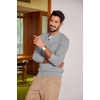 image:imageCOOFANDY Men Casual Knit Sweater Quarter Button Henley Long Sleeve Slim Fit Twisted Pullover SweaterLight Grey