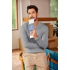 image:imageCOOFANDY Men Casual Knit Sweater Quarter Button Henley Long Sleeve Slim Fit Twisted Pullover SweaterLight Grey