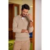 image:imageCOOFANDY Men Casual Knit Sweater Quarter Button Henley Long Sleeve Slim Fit Twisted Pullover SweaterLight Khaki