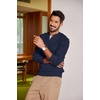 image:imageCOOFANDY Men Casual Knit Sweater Quarter Button Henley Long Sleeve Slim Fit Twisted Pullover SweaterNavy Blue
