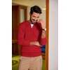 image:imageCOOFANDY Men Casual Knit Sweater Quarter Button Henley Long Sleeve Slim Fit Twisted Pullover SweaterRed