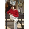 image:imageCOOFANDY Men Casual Knit Sweater Quarter Button Henley Long Sleeve Slim Fit Twisted Pullover SweaterRed