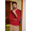 image:imageCOOFANDY Men Casual Knit Sweater Quarter Button Henley Long Sleeve Slim Fit Twisted Pullover SweaterRed