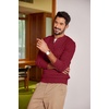image:imageCOOFANDY Men Casual Knit Sweater Quarter Button Henley Long Sleeve Slim Fit Twisted Pullover SweaterWine Red