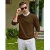 image:imageCOOFANDY Men Casual V Neck Sweater Ribbed Knit Slim Fit Long Sleeve Pullover TopDark Brown
