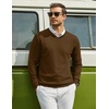 image:imageCOOFANDY Men Casual V Neck Sweater Ribbed Knit Slim Fit Long Sleeve Pullover TopDark Brown