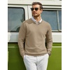 image:imageCOOFANDY Men Casual V Neck Sweater Ribbed Knit Slim Fit Long Sleeve Pullover TopKhaki
