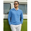 image:imageCOOFANDY Men Casual V Neck Sweater Ribbed Knit Slim Fit Long Sleeve Pullover TopLight Blue