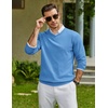 image:imageCOOFANDY Men Casual V Neck Sweater Ribbed Knit Slim Fit Long Sleeve Pullover TopLight Blue