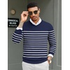 image:imageCOOFANDY Men Casual V Neck Sweater Ribbed Knit Slim Fit Long Sleeve Pullover TopNavywhite