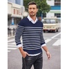 image:imageCOOFANDY Men Casual V Neck Sweater Ribbed Knit Slim Fit Long Sleeve Pullover TopNavywhite