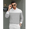 image:imageCOOFANDY Men Casual V Neck Sweater Ribbed Knit Slim Fit Long Sleeve Pullover TopWhiteblack
