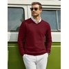 image:imageCOOFANDY Men Casual V Neck Sweater Ribbed Knit Slim Fit Long Sleeve Pullover TopWine Red