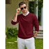 image:imageCOOFANDY Men Casual V Neck Sweater Ribbed Knit Slim Fit Long Sleeve Pullover TopWine Red