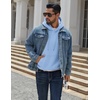 image:imageCOOFANDY Men Cotton Fleece Hooded Sweatshirt Casual Long Sleeve Hoodies Pullover Fashion Drawstring Hoodie with Kanga PocketLight Blue