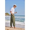 image:imageCOOFANDY Men Hippie Harem Pants Baggy Linen Cotton Boho Yoga Pants Summer Beach Pants Casual Drop Crotch TrouserArmy Green