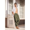 image:imageCOOFANDY Men Hippie Harem Pants Baggy Linen Cotton Boho Yoga Pants Summer Beach Pants Casual Drop Crotch TrouserArmy Green
