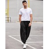 image:imageCOOFANDY Men Hippie Harem Pants Baggy Linen Cotton Boho Yoga Pants Summer Beach Pants Casual Drop Crotch TrouserBlack