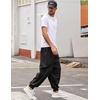 image:imageCOOFANDY Men Hippie Harem Pants Baggy Linen Cotton Boho Yoga Pants Summer Beach Pants Casual Drop Crotch TrouserBlack