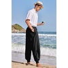 image:imageCOOFANDY Men Hippie Harem Pants Baggy Linen Cotton Boho Yoga Pants Summer Beach Pants Casual Drop Crotch TrouserBlack