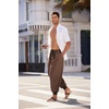 image:imageCOOFANDY Men Hippie Harem Pants Baggy Linen Cotton Boho Yoga Pants Summer Beach Pants Casual Drop Crotch TrouserBrown