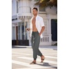 image:imageCOOFANDY Men Hippie Harem Pants Baggy Linen Cotton Boho Yoga Pants Summer Beach Pants Casual Drop Crotch TrouserDark Grey