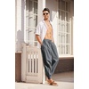 image:imageCOOFANDY Men Hippie Harem Pants Baggy Linen Cotton Boho Yoga Pants Summer Beach Pants Casual Drop Crotch TrouserDark Grey