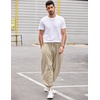 image:imageCOOFANDY Men Hippie Harem Pants Baggy Linen Cotton Boho Yoga Pants Summer Beach Pants Casual Drop Crotch TrouserKhaki