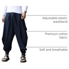 image:imageCOOFANDY Men Hippie Harem Pants Baggy Linen Cotton Boho Yoga Pants Summer Beach Pants Casual Drop Crotch TrouserNavy Blue