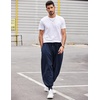 image:imageCOOFANDY Men Hippie Harem Pants Baggy Linen Cotton Boho Yoga Pants Summer Beach Pants Casual Drop Crotch TrouserNavy Blue