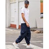 image:imageCOOFANDY Men Hippie Harem Pants Baggy Linen Cotton Boho Yoga Pants Summer Beach Pants Casual Drop Crotch TrouserNavy Blue