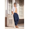 image:imageCOOFANDY Men Hippie Harem Pants Baggy Linen Cotton Boho Yoga Pants Summer Beach Pants Casual Drop Crotch TrouserPure Blue