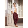 image:imageCOOFANDY Men Hippie Harem Pants Baggy Linen Cotton Boho Yoga Pants Summer Beach Pants Casual Drop Crotch TrouserWine Red