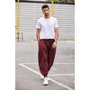 image:imageCOOFANDY Men Hippie Harem Pants Baggy Linen Cotton Boho Yoga Pants Summer Beach Pants Casual Drop Crotch TrouserWine Red