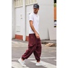 image:imageCOOFANDY Men Hippie Harem Pants Baggy Linen Cotton Boho Yoga Pants Summer Beach Pants Casual Drop Crotch TrouserWine Red