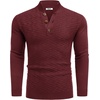 image:imageCOOFANDY Men Mock Neck Button Sweater Casual Knitted Sweaters Fashion Henley SweaterWine Red