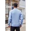 image:imageCOOFANDY Men Quarter Button Sweater Long Sleeve Henley Waffle Knit Pullover  3 Button Mock Neck Casual Dressy Slim Fit Fall Winter Tops Stand Collar Business Office Ribbed Cuffs Warm Cozy LayeringLight Blue