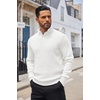 image:imageCOOFANDY Men Quarter Button Sweater Long Sleeve Henley Waffle Knit Pullover  3 Button Mock Neck Casual Dressy Slim Fit Fall Winter Tops Stand Collar Business Office Ribbed Cuffs Warm Cozy LayeringWhite