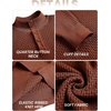 image:imageCOOFANDY Men Quarter Button Sweater Long Sleeve Henley Waffle Knit Pullover  3 Button Mock Neck Casual Dressy Slim Fit Fall Winter Tops Stand Collar Business Office Ribbed Cuffs Warm Cozy LayeringCaramel
