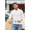 image:imageCOOFANDY Men Quarter Button Sweater Long Sleeve Henley Waffle Knit Pullover  3 Button Mock Neck Casual Dressy Slim Fit Fall Winter Tops Stand Collar Business Office Ribbed Cuffs Warm Cozy LayeringWhite